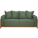 Ver imagem 3 de Sofá 03 Lugares para Sala de Estar 198 Cm Khali B04 Linho Verde Couríssimo Preto - Lyam Lyam Decor