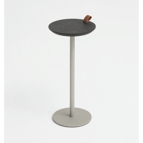 Mesa de Apoio Halter - Tampo Ebano - Base Aço Carbono - Altura 55cm