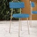 Ver imagem 2 de Kit 06 Cadeiras Decorativas Estofada Sala Jantar Barcelona Arena L02 Linho Azul - Lyam