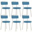 Ver imagem 1 de Kit 06 Cadeiras Decorativas Estofada Sala Jantar Barcelona Arena L02 Linho Azul - Lyam