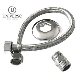 Engate Flexivel Trançado para Pia Aço Inox 40 Cm Acabamento Fosco Cor Prateado - 9