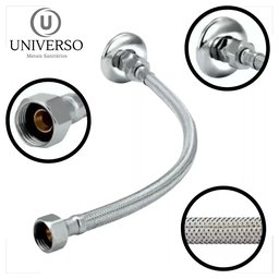 Engate Flexivel Trançado para Pia Aço Inox 40 Cm Acabamento Fosco Cor Prateado - 3