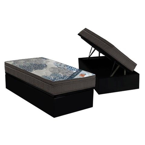 Cama Box Baú Solteiro: Colchão Molas SuperPocket Ensacadas Ortobom Fort Tech ISO + Base CRC Courano