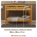 Ver mais imagens de Beliche Solteiro Madeira Maciça Cor Mel com Grade de Proteção