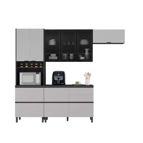 Cozinha Completa Itatiaia Lumina 270cm em Madeira Mdf Grafite-fendi