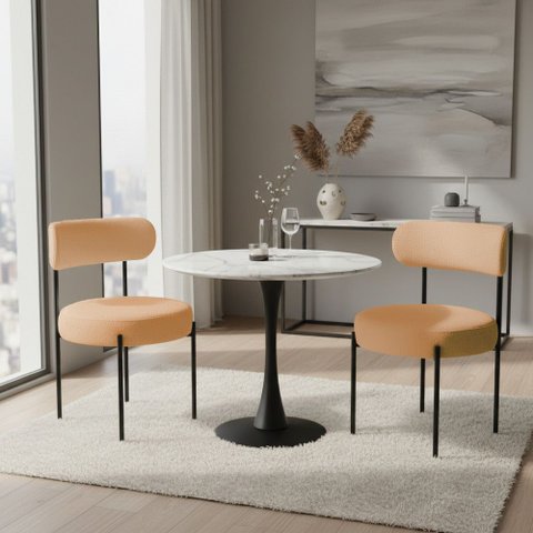 Cadeira Sala de Jantar Margara Kit 2 em Aço Preto Bouclê D03 - D'Rossi