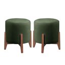 Ver imagem 1 de Kit 2 Puff Decorativo para Sala Redondo Luxo Roma Suede Verde