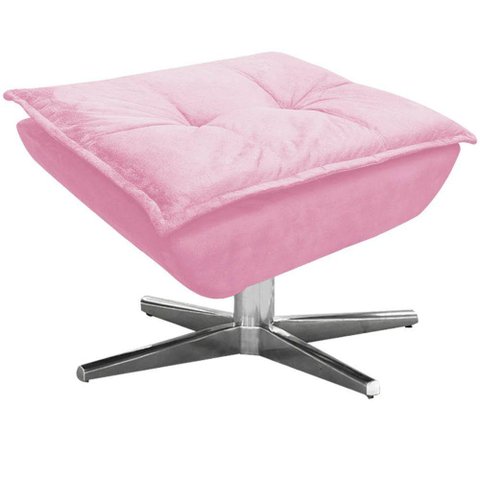 Puff Decorativo Base Giratória Cromada Charger Suede Rosa G19 - Gran Belo