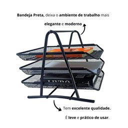Kit 8 Bandeja Organizadora Tripla de Papel Documentos para Mesa de Escritório - 5