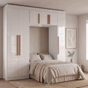 Ver imagem 6 de Guarda Roupa Solteiro Madrid 6 Portas de Bater MDP Closet Espaço para Cama 0,88m Branco Maxel Mó