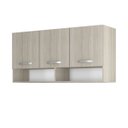 Ver imagem 4 de Armario Multiuso Aereo 3 Portas 120cm Montado Modulado MDF:Amadeirado Cinza