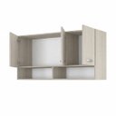 Ver imagem 5 de Armario Multiuso Aereo 3 Portas 120cm Montado Modulado MDF:Amadeirado Cinza