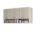 Ver imagem 2 de Armario Multiuso Aereo 3 Portas 120cm Montado Modulado MDF:Amadeirado Cinza