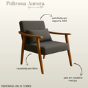 Ver imagem 3 de Poltrona Aurora Linho com Almofada Estofada Decorativa Recepção de Escritório Confortável:chumbo