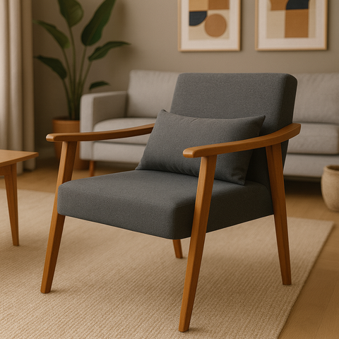 Poltrona Aurora Linho com Almofada Estofada Decorativa Recepção de Escritório Confortável:chumbo