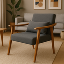 Ver imagem 1 de Poltrona Aurora Linho com Almofada Estofada Decorativa Recepção de Escritório Confortável:chumbo