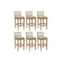 Ver imagem 1 de Banqueta Sala de Jantar Sara 1bmm005ca Premium Madeira Maciça Kit 6 Un Carvalho/boucle Bege/tela
