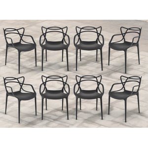 Kit com 8 Cadeiras Allegra Preta em Polipropileno Ideal para Sala de Jantar e Cozinha