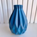 Ver imagem 3 de Vaso centro de mesa azul grande trabalhado geométrico 3D