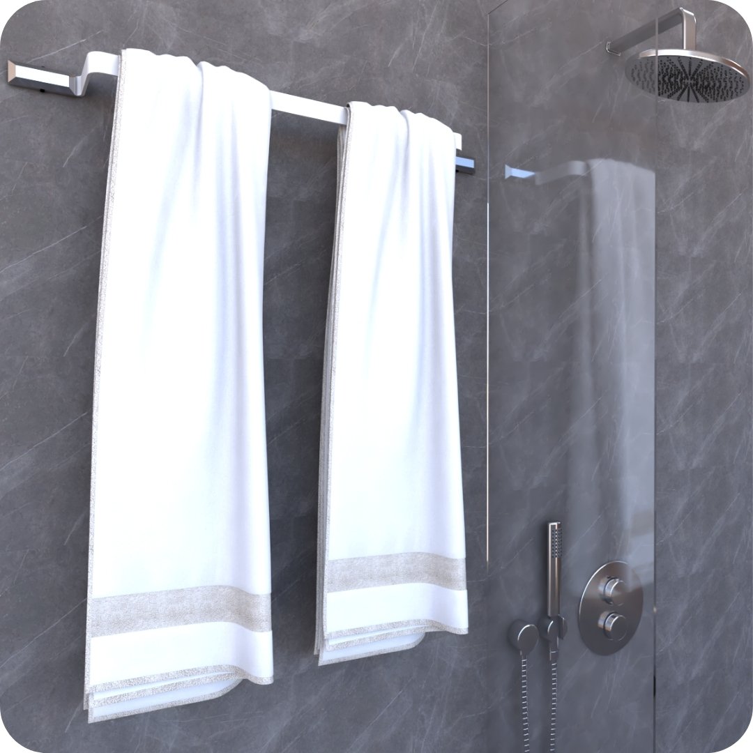 Suporte Porta Toalhas De Banho Branco e Cromo Empire - 2