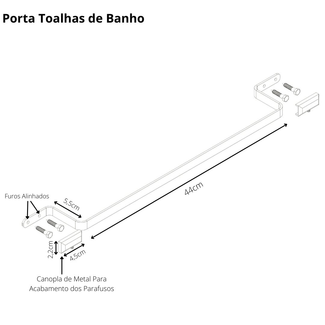 Suporte Porta Toalhas De Banho Branco e Cromo Empire - 4