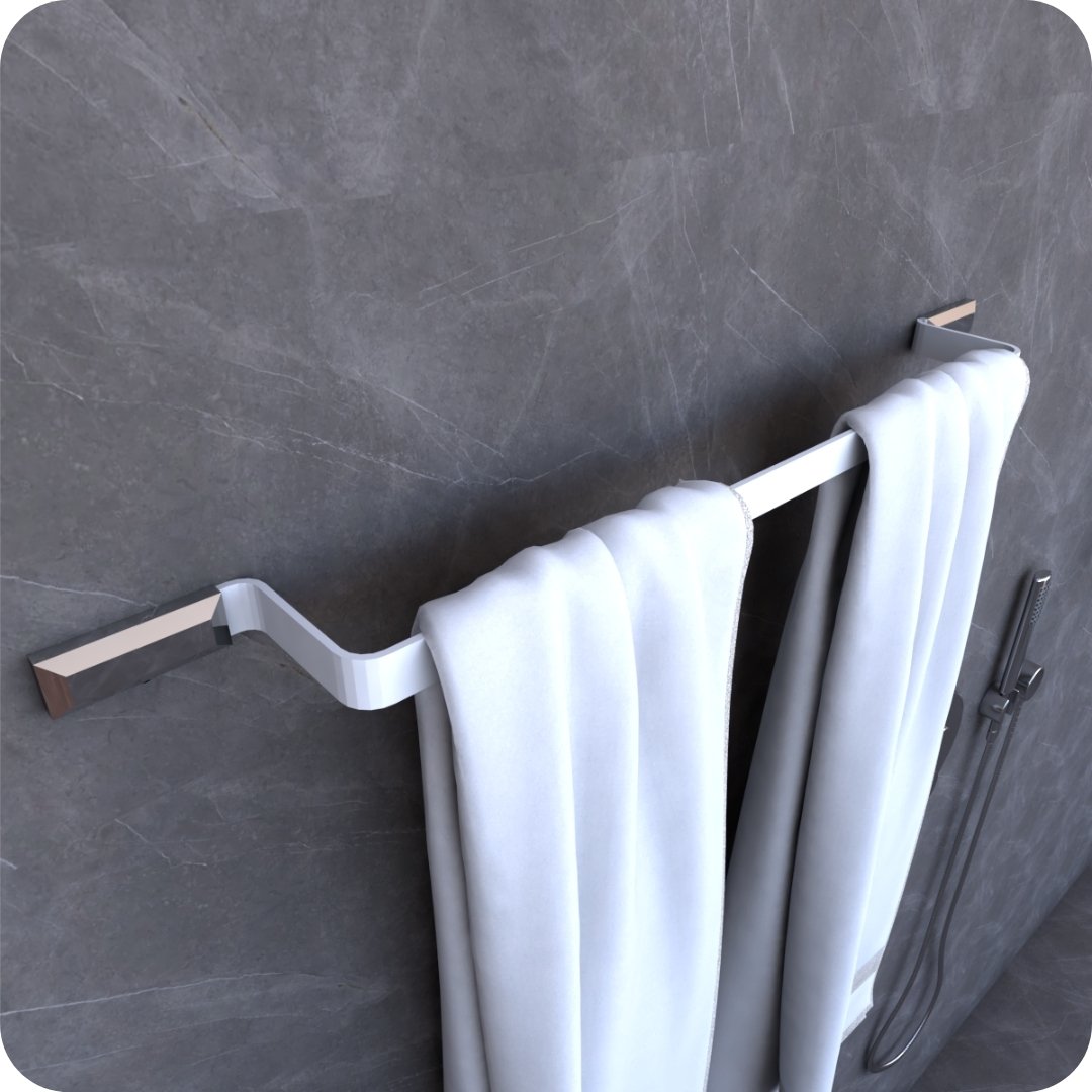 Suporte Porta Toalhas De Banho Branco e Cromo Empire - 1