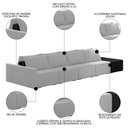Ver imagem 3 de Sofá Ilha Modular Living com Puff 312cm Georgia K04 Veludo Cinza/preto - Mpozenato