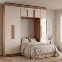 Ver imagem 2 de Guarda Roupas Modulado Closet Quarto Completo 6 Portas com Espaço para Cama Solteiro 0,88m Madrid