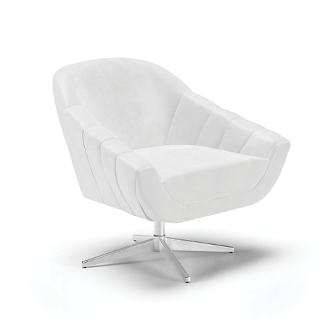 Poltrona Giratória Giovana Corano Base Cromada - D’Rossi - Branco