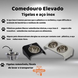 Comedouro Elevado Inclinado Duplo Gato Preto - 4