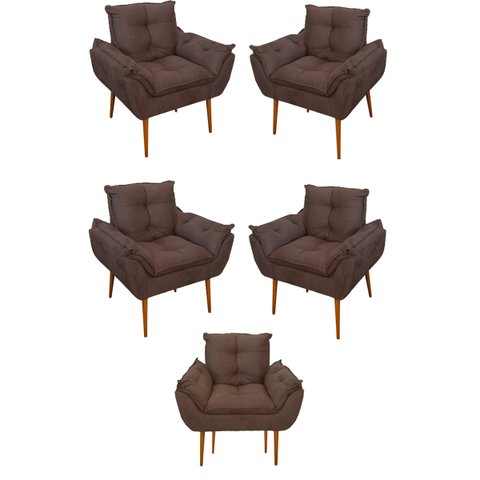 Kit 05 Poltrona Sofá Sala, Quarto, Escritório – Balaqui Decor Cor:marrom