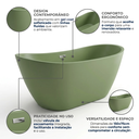 Ver imagem 4 de Banheira de Imersão Oval Mavie Ouro Fino 150x75cm em Gel Coat Verde