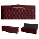 Ver imagem 1 de Kit Barcelona Cabeceira de Cama Painel e Calçadeira Baú Queen 160 Cm Suede Bordo do Lar Móveis e