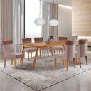 Ver imagem 1 de Mesa de Jantar Copper 180cm Tampo Canto Copo Mdf com 6 Cadeiras Andes Moderna Mobília