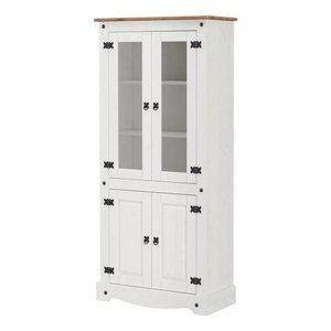 Cristaleira Branca Madeira Maciça 4 Portas:branco