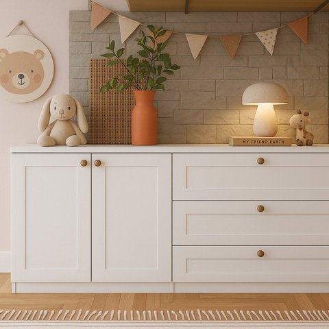 Quarto Infantil com Cômodas 3 Gavetas e Armário 2 Portas Provençais 100% Mdf Infinity