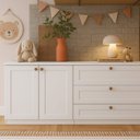 Ver imagem 1 de Quarto Infantil com Cômodas 3 Gavetas e Armário 2 Portas Provençais 100% MDF Infinity Branco/Fosco