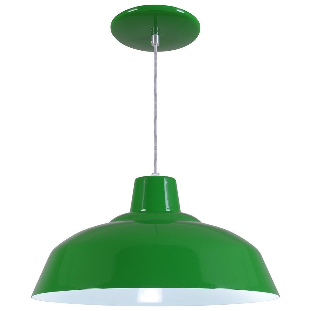 Pendente Retrô 34cm Luminária Lustre Alumínio Verde - T&T Iluminação