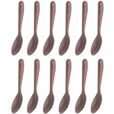 Kit 12 Colheres para Servir Cozinha Arroz Molho Nylon Amendoa Restaurantes Buffets