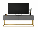 Ver imagem 2 de Rack para Sala Cinza Estante Industrial para TV Pé de Ferro Dourado