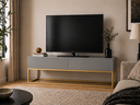 Ver imagem 1 de Rack para Sala Cinza Estante Industrial para TV Pé de Ferro Dourado