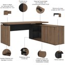 Ver imagem 4 de Mesa para Escritório Home Office em L 170x155cm Unik A02 Nogal Preto - Lyam Decor