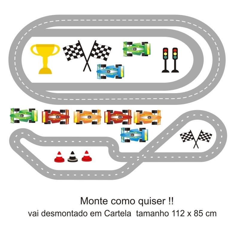 Adesivo Infantil Cidade Carros Carrinhos Pista Corrida M05 - Carrefour