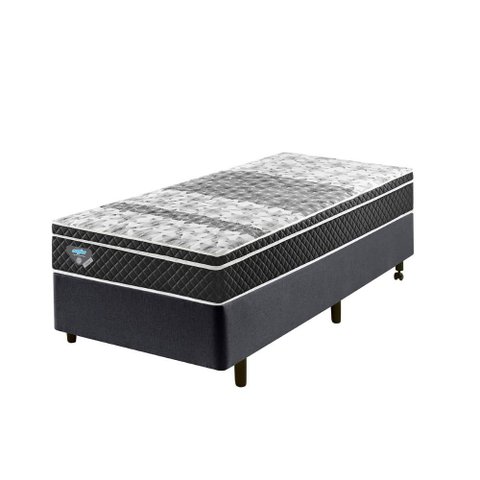 Cama Box Solteiro 88x188 Linho Cinza com Colchão Mola Verticoil