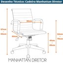 Ver mais imagens de Kit 2 Cadeiras Giratória Baixa Office Manhattan Esteirinha Fratini Revestida em (pu) Preto Base Rod