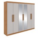 Ver imagem 2 de Guarda-roupa Casal 6 Portas Easy Slim com Espelho Amendoa/off White