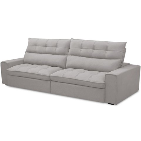 Sofá Retrátil Reclinável para Sala de Estar Living 250cm Dimas F04 Veludo Cinza