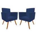 Ver imagem 1 de Kit 2 Poltronas Decorativa Bia Suede Azul Marinho Pés Madeira Mz Decor