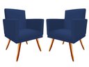 Ver imagem 1 de Kit 2 Poltronas Decorativa Bia Suede Azul Marinho Pés Madeira Mz Decor