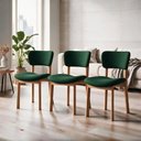 Ver imagem 1 de Kit 03 Cadeiras para Sala de Jantar Cozinha Living Estofada Dara L02 Suede Verde Musgo - Lyam Decor